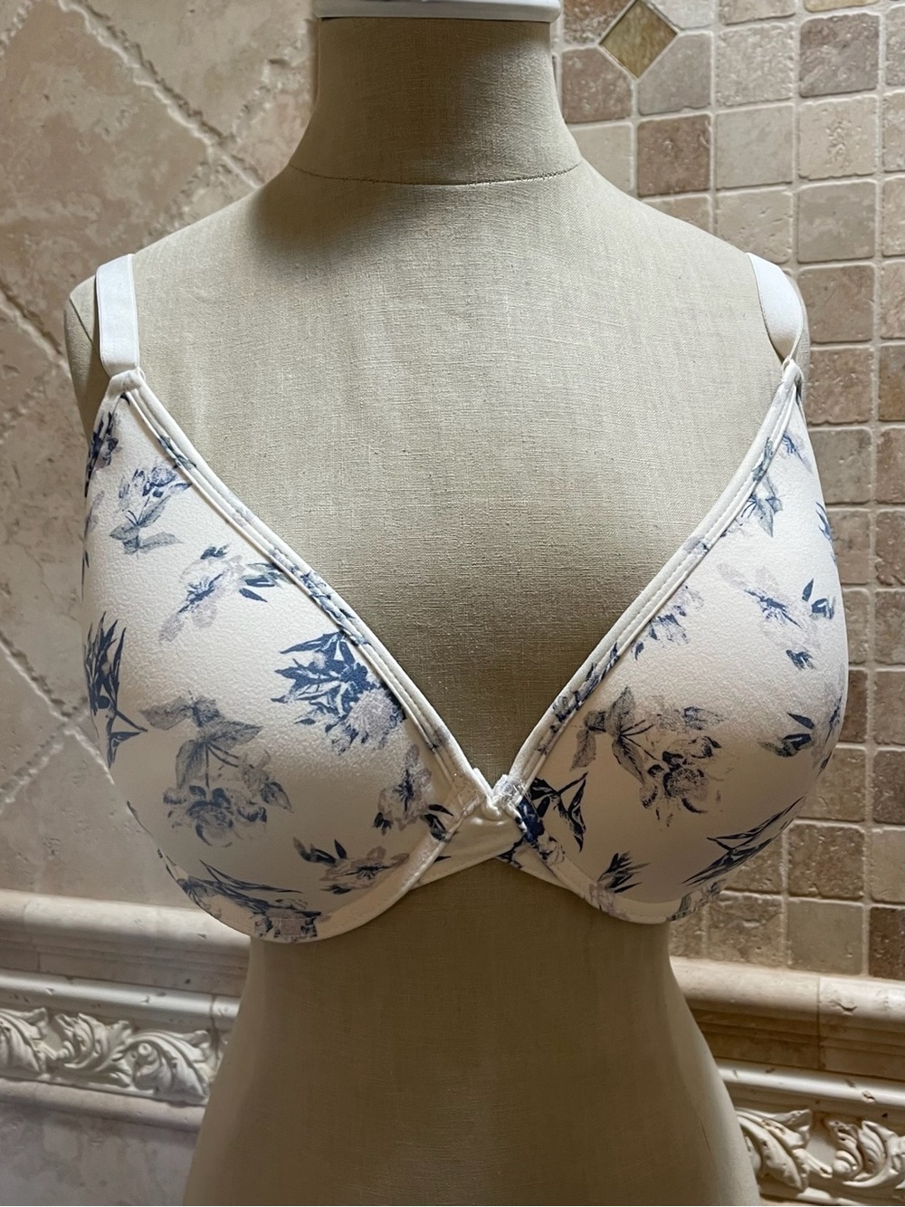 Lucky Brand blue white floral print bra